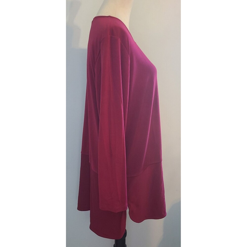 Lauren Ralph Lauren Womens XL Red 3/4 Sleeve Tunic Blouse Soft Minimalist Party - Picture 6 of 13